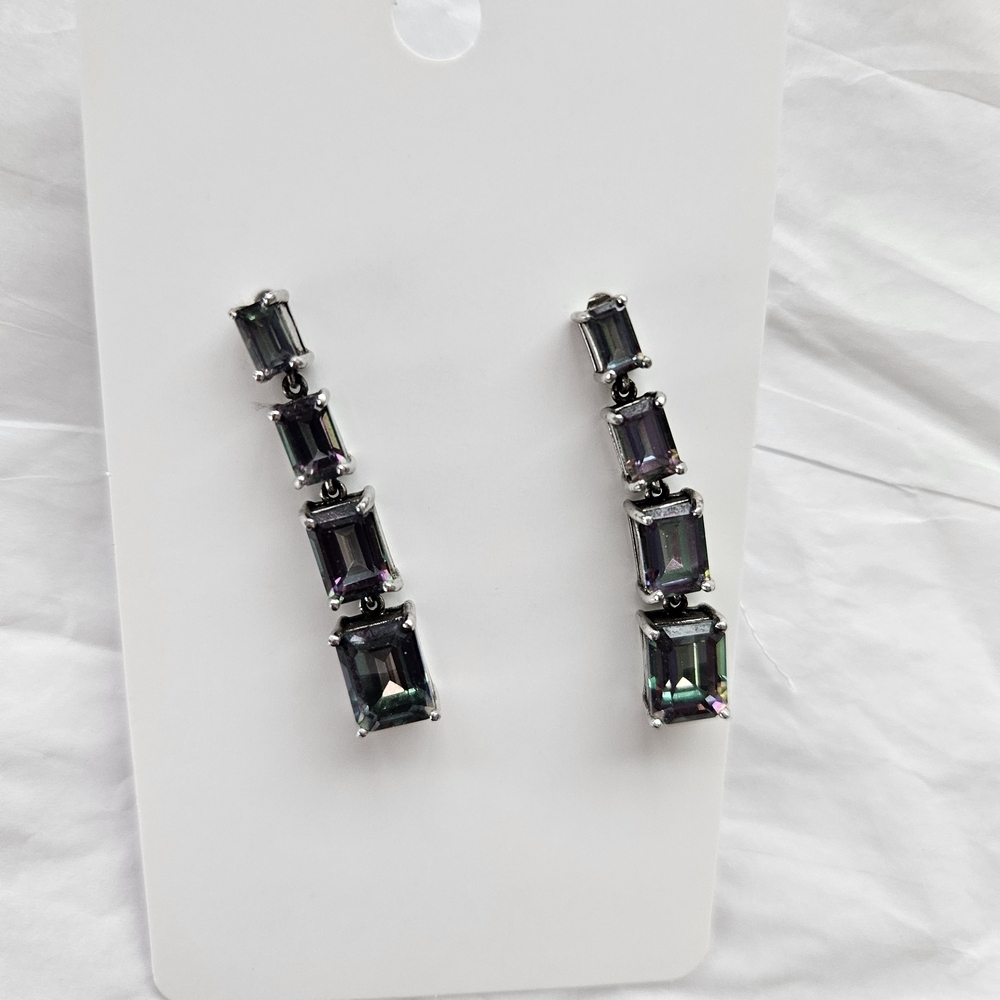 Elegant Silver Mystic Fire Topaz Drop Earrings